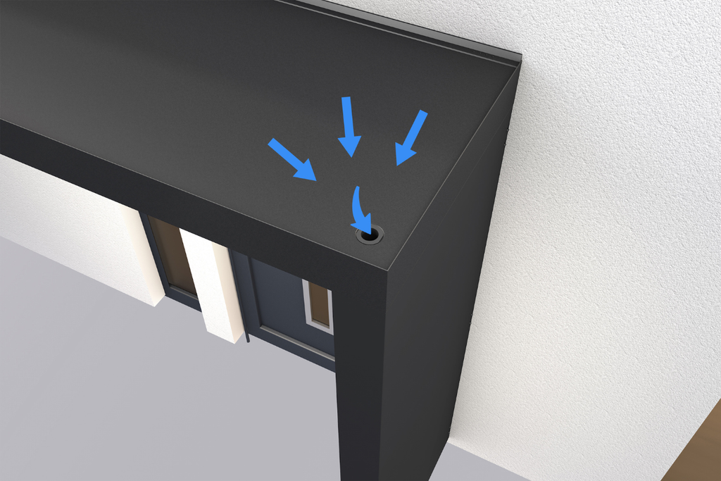Rechteckvordach CubeLine Plus mit Seitenwand und Briefkasten